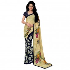 Anand Sarees Women's Georgette Saree (2942_DARK BLUE-YELLOW)